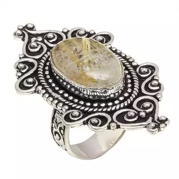 Серебряные украшения ручной работы с золотым рутилом 8