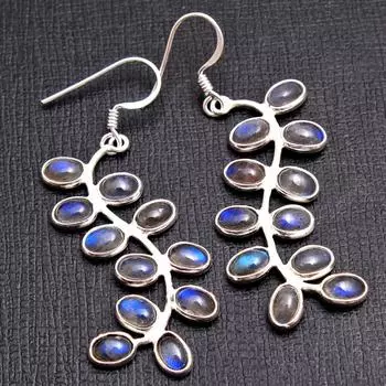 Серебряные украшения, Серьги с подвесками, Ювелирные изделия ручной работы, Подарки для нее, Ювелирные изделия с драгоценными камнями синий