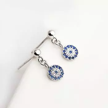 Серебряные уши дьявольского глаза, женские персонализированные голубые глаза, симпатичные короткие серьги, аксессуары