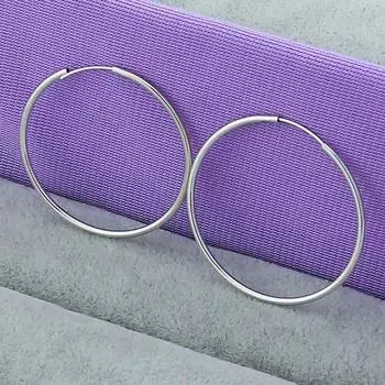 Ювелирные изделия из стерлингового серебра 925 пробы, гладкие серьги-кольца диаметром 50 мм с большим круглым стержнем 50mm