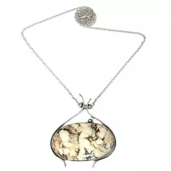 Серебряные ювелирные изделия из дикой лошадиной яшмы с драгоценными камнями 2,25 дюйма, подвески ручной работы