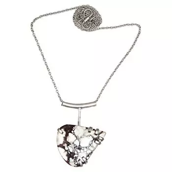 Серебряные ювелирные изделия из дикой лошадиной яшмы с драгоценными камнями 2,25 дюйма, подвески ручной работы