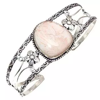 Серебряные ювелирные изделия ручной работы из ракушки сколецита, браслеты-манжеты 7 дюймов, регулируемые