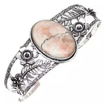 Серебряные ювелирные изделия ручной работы из ракушки сколецита, браслеты-манжеты 7 дюймов, регулируемые