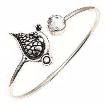 Серебряные ювелирные изделия ручной работы с белым топазом, браслеты-манжеты 7 дюймов, регулируемые