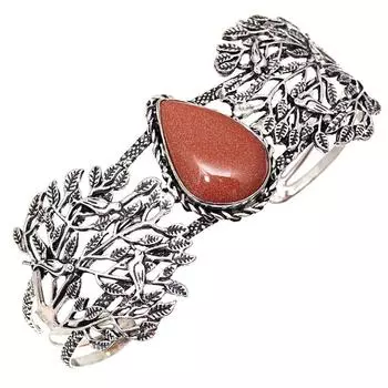 Серебряные ювелирные изделия ручной работы с красным драгоценным камнем Sunsitara, браслеты-манжеты 7 дюймов, регулируемые