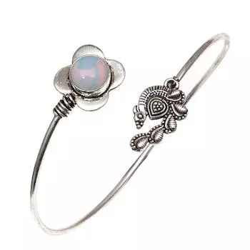 Серебряные ювелирные изделия ручной работы с молочным огненным опалом, браслеты-манжеты 7 дюймов, регулируемые