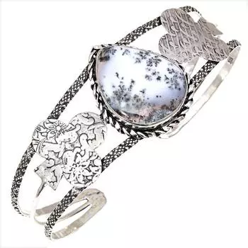 Серебряные ювелирные изделия ручной работы с опалом и дендритным камнем, браслеты-манжеты 7 дюймов, регулируемые