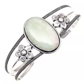 Серебряные ювелирные изделия ручной работы с зеленым септерианским драгоценным камнем, браслеты-манжеты 7 дюймов, регулируемые