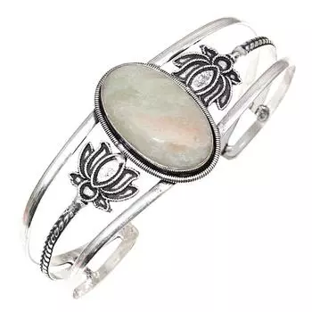 Серебряные ювелирные изделия ручной работы с зеленым септерианским драгоценным камнем, браслеты-манжеты 7 дюймов, регулируемые