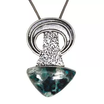 Серебряные ювелирные изделия с драгоценными камнями Хризоколла 2,25 дюйма Подвеска ручной работы стерлингового серебра