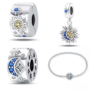 Серебряные ювелирные изделия с медным покрытием 925 пробы, женские нишевые высококачественные бусины-подвески в виде звезд и луны, подходят для браслетов и ожерелий своими руками