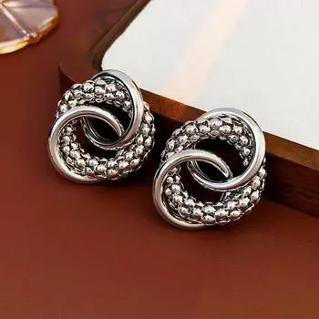 Серебряные витые серьги-подвески для женщин, круг в круге, уникальный дизайн, женские необычные серьги-подвески, серьги случайной формы