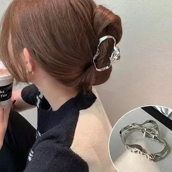 Серебряные заколки-крабы для волос, разнообразные изогнутые металлические заколки для волос, универсальные головные уборы, женские аксессуары для волос