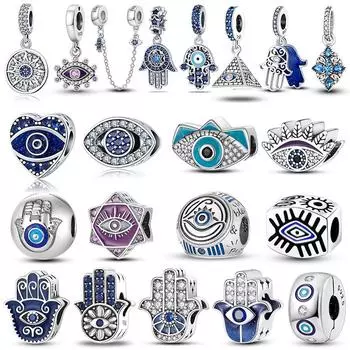 Серебряные защитные подвески Хамаса Рука Фатимы Марии Мириам из серебра 925 пробы подходят для браслета