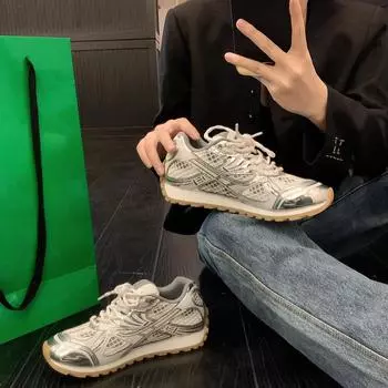 Серебряные женские весенние кроссовки Cortez из сетчатой ткани для отдыха и спорта, бега и папочки 35 серебряный