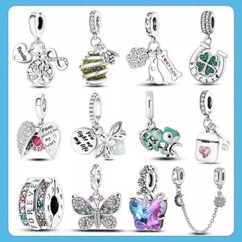 Серебряный 925 светящийся в темноте подвесной кулон в виде светлячка подходит для оригинального модного браслета, подвески, ювелирные изделия