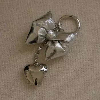 Серебряный бант брелок сердце кулон телефонная цепочка сердце наушники чехлы кулон брелок сплав ключи кольца сумки брелок для женщин