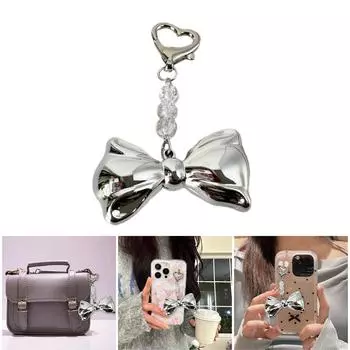 Серебряный бант бусины подвески брелки милый милый кулон подвески украшение брелок рюкзак украшение для женщин девочек A