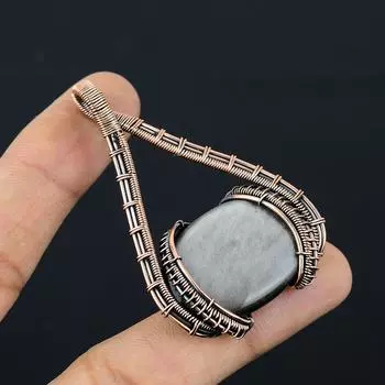 Серебряный блеск обсидиана драгоценный камень чистая медная проволока обернутая ювелирные изделия ручной работы кулон для подарка 2.48 Inches серебряный