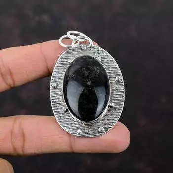 Серебряный Блестящий Обсидиановый Кулон Дизайнерские Ювелирные Изделия Ручной Работы Кулон Стерлингового Серебра 925 пробы Ювелирные Изделия Из Настоящего Драгоценного Камня Подарок Для Мамы Изящный Серебряный Кулон