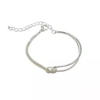 Серебряный браслет 925 пробы для девочек, летний легкий роскошный нишевый дизайн, двухслойный завязанный полупростой браслет, ювелирные изделия