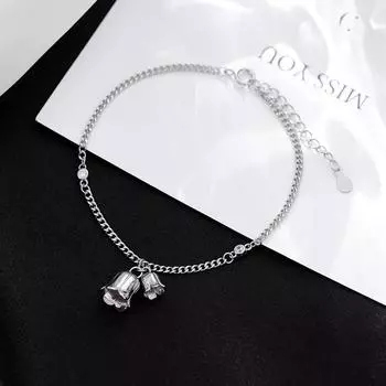 Серебряный браслет-цепочка Banyan Tree S925 с цирконием и ландышами для женщин и девушек 925 Silver