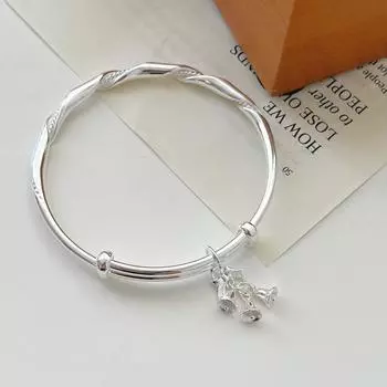 Серебряный браслет для ног S999 для всего тела, мечтательный браслет с рождественским колокольчиком, обернутый серебряной лентой, серебряный браслет сбежавшей принцессы Adjustable size