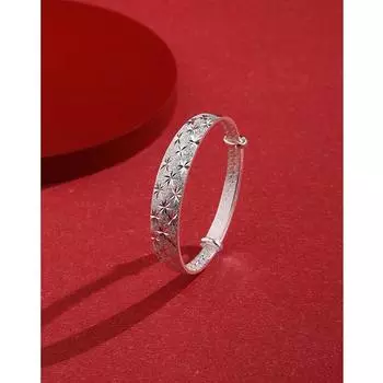 Серебряный браслет Full Sky Star из чистого серебра 999 пробы, матовый серебряный браслет для мамы с широким лицом, серебряные украшения для ног, подарок на 38-й фестиваль Adjustable size