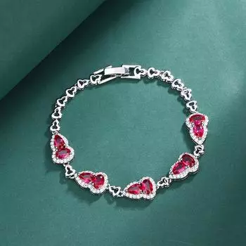 Серебряный браслет-игла S925 цвета голубиной крови, имитация красного корунда, тыква, серьги-гвоздики, комплект для женщин