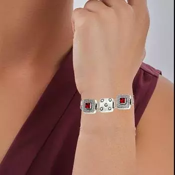 Серебряный браслет из мозамбикского граната с драгоценными камнями, ручная работа, 7-8 дюймов, ювелирные изделия