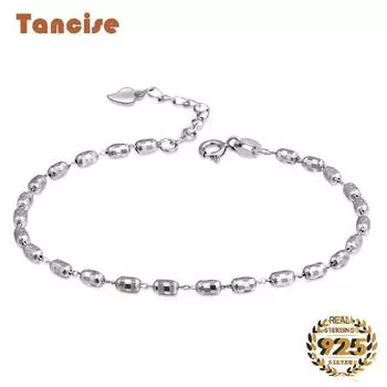 Серебряный браслет из серебра 925 пробы, ювелирные изделия с геометрическими бусинами, браслеты-цепочки с звеньями, модный тонкий свадебный подарок для подруги, женщин