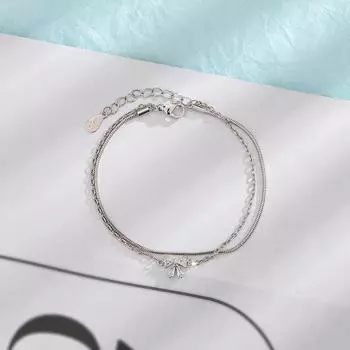 Серебряный браслет из стерлингового серебра S925, ниша, браслет высокого класса, темперамент, изысканные украшения для рук, подарок подруге, двухслойный браслет с бриллиантами и бантом