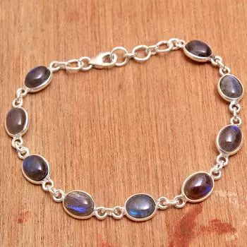 Браслет из стерлингового серебра 925 пробы, украшения ручной работы, браслет с лабрадоритом, украшения с драгоценными камнями, подарок маме синий