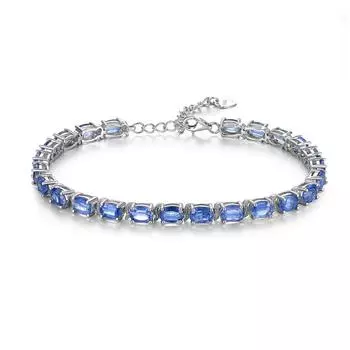 Серебряный браслет классического дизайна с натуральным кианитом 15,6 карата, ов 4*6 мм, синими драгоценными камнями, изысканные украшения для женщин, мам, хороший подарок синий