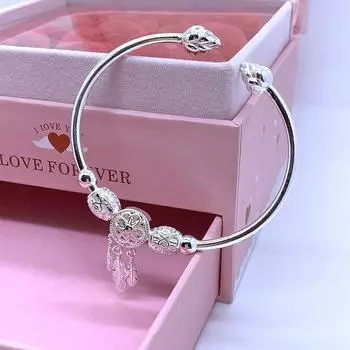 Серебряный браслет-манжета «Ловец снов» для женщин, свадебные украшения серебряный