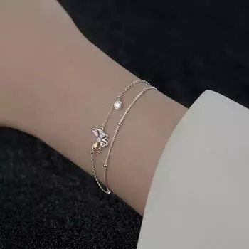 Серебряный браслет S925, цветной браслет с бриллиантами и цирконом, браслет с изображением эльфа, милый браслет на день рождения, браслет с ледяным цветком, браслет с бабочкой
