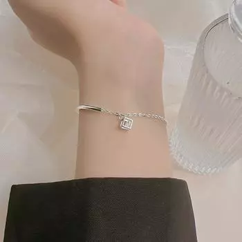 Серебряный браслет S925 из серебра 925 пробы с изогнутой трубкой в форме полумесяца, трехмерный браслет с кубиком Рубика для женщин, браслет с бриллиантами в стиле ins