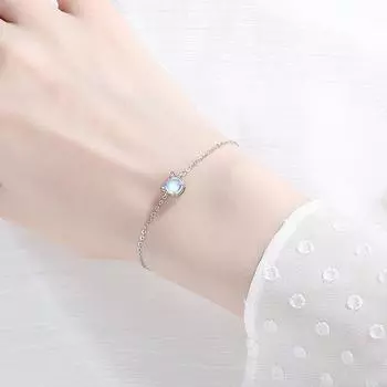 Серебряный браслет S925 из стерлингового серебра, супер милый браслет в корейском стиле, подарок, персонализированный браслет с изображением кошки из синего сверкающего бриллианта, регулируемый