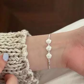 Серебряный браслет S925, новый стиль, стиль чистой похоти, соответствующий браслет с камелией, три розы, двухслойный браслет