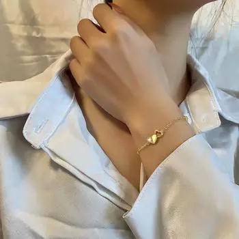 Серебряный браслет S925, полный бриллиантов, браслет Love, стильный браслет с двойным персиковым сердцем в подарок для вашей девушки