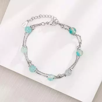 Серебряный браслет S925 с круглыми бусинами, браслет из яшмы, простой браслет в китайском стиле, двухслойный браслет с рисунком дракона, браслет из зеленого агата silver