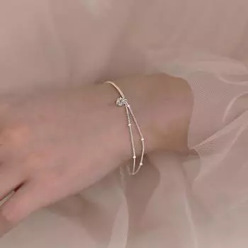 Серебряный браслет S925 с пятиконечной звездой, женская цепочка-цепочка, свежий и универсальный дизайн, двухслойный браслет со звездой для женщин