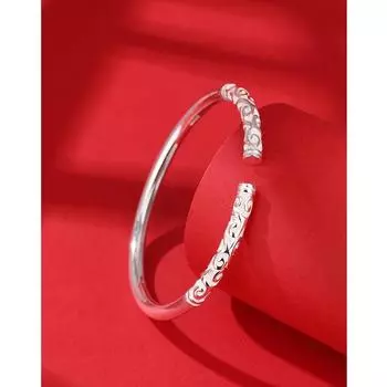 Серебряный браслет S999 из чистого серебра, однотонный серебряный браслет для ног, открытый парный серебряный браслет для мужчин и женщин с минималистским темпераментом Adjustable size