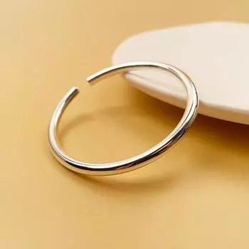 Серебряный браслет S999 Полный серебряный браслет Простое кольцо Гладкое чистое серебро Простой открытый браслет с круглым стержнем Adjustable size серебряный