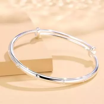 Серебряный браслет S999, полный серебряный подарок для мамы и подруги, серебряный браслет, браслет из твердого клевера для подарка на день рождения друга Adjustable size серебряный