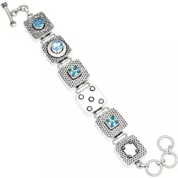Серебряный браслет с драгоценными камнями Swiss Blue Quartz Friends, 7-8 дюймов