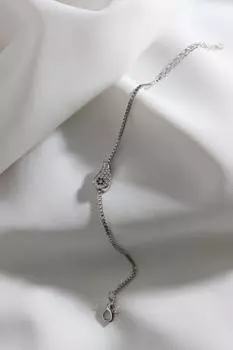 Серебряный браслет с крыльями ангела и цирконом