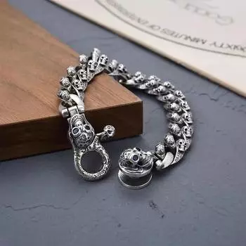 Серебряный браслет с мантрой 18/20/22 см, ретро хип-хоп, цепочка с черепом, мужская цепочка на день рождения, помолвка, стильное ювелирное изделие, подарок 20cm