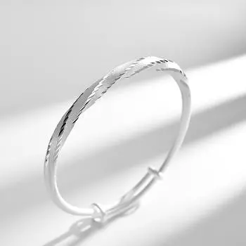 Серебряный браслет с переплетением любви, женский серебряный браслет с белым медным покрытием, квадратный витой двухтактный серебряный браслет, подарок на день рождения Adjustable size